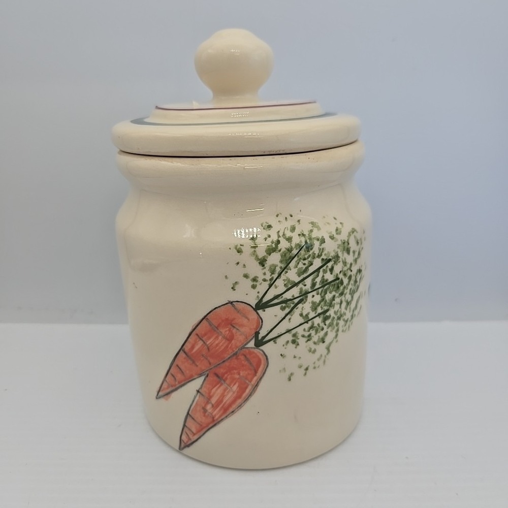 Hartstone‎ Pottery canister Farmer's Market Vegetables Asparagus Carrots 1983